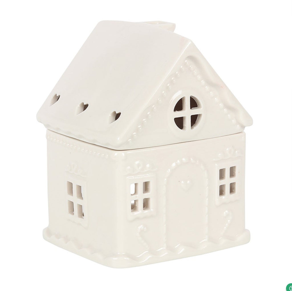 White Gingerbread House Ceramic Burner