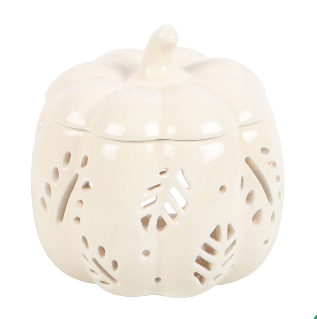 Autumn Pumpkin Leaves Cream Ceramic Burn